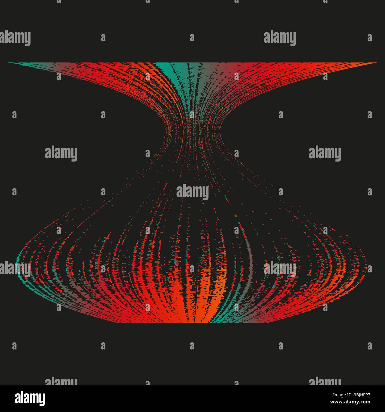 Distorted vase shape. Curved colorful lines. Gradient stripe object. Vector abstract form. Stock Vector