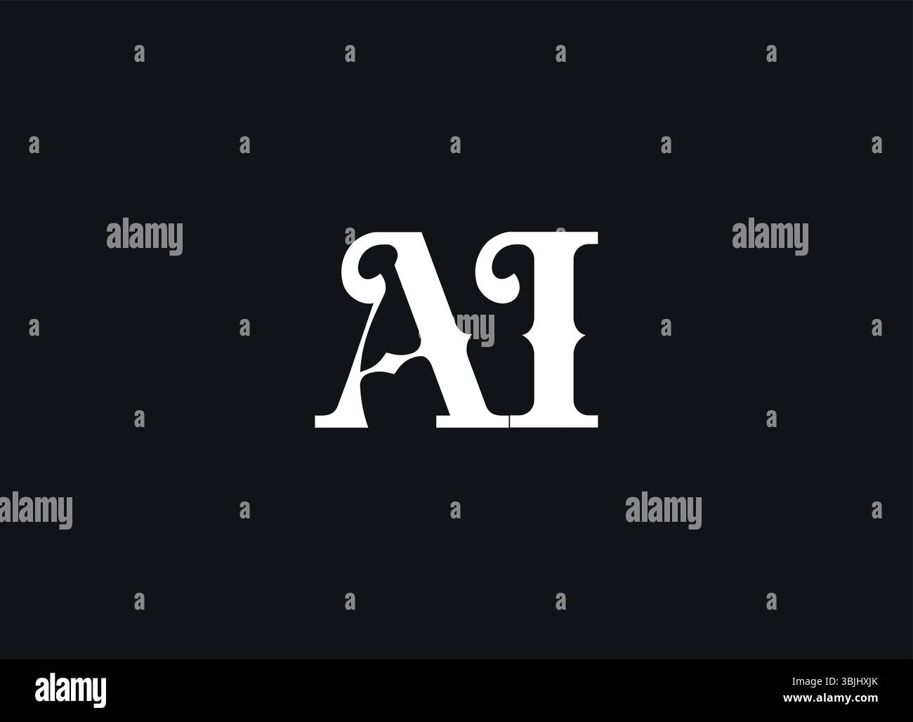 AI Logo Retro Gothic Monogram Design For Tech, Chatbot, Virtual Assistant, Neural Network, SaaS, Smart Digital Tool For Startup of Communication Stock Vector