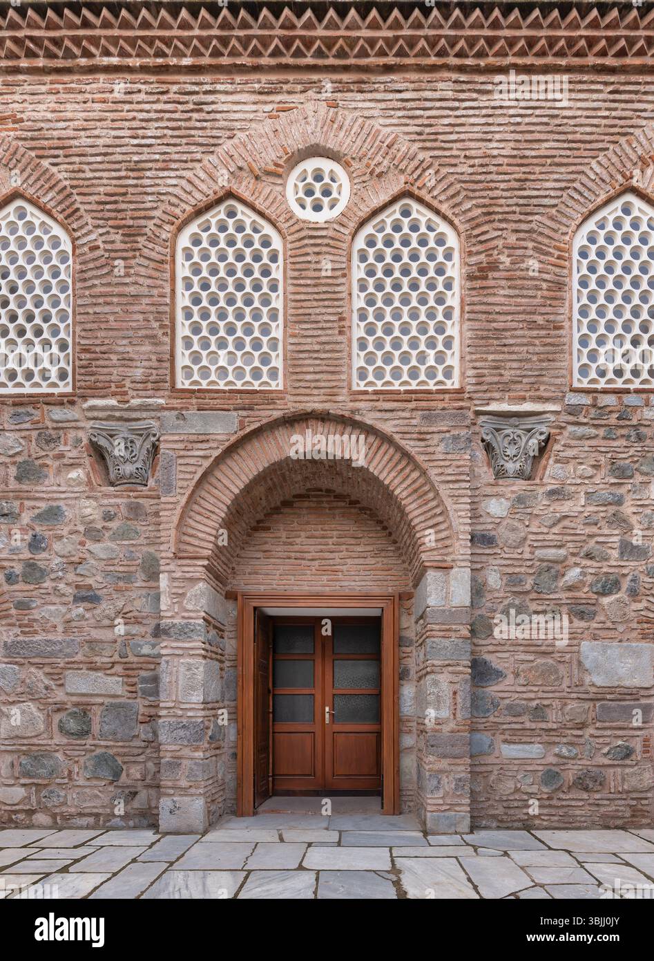 Detailed stonework and unique window design at Ulu Camii Mosque in ...