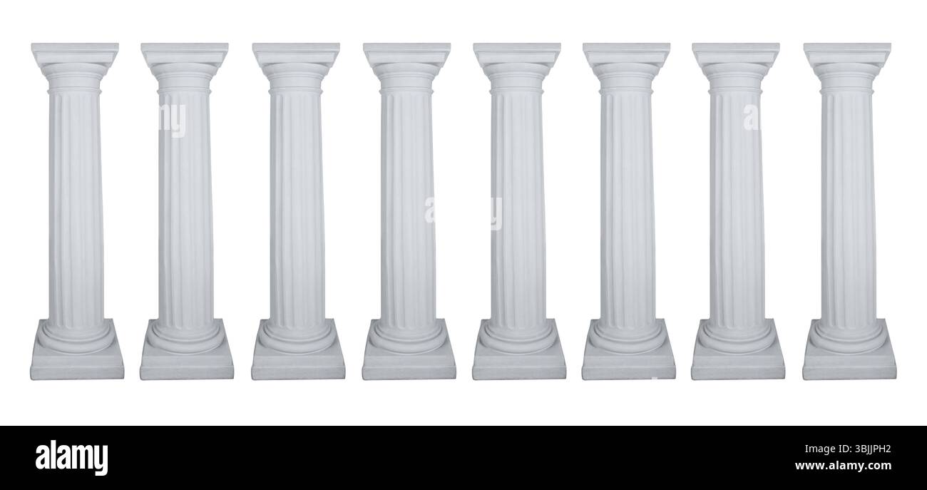 Antique white columns. Roman historical stone colonnade or pillars ...