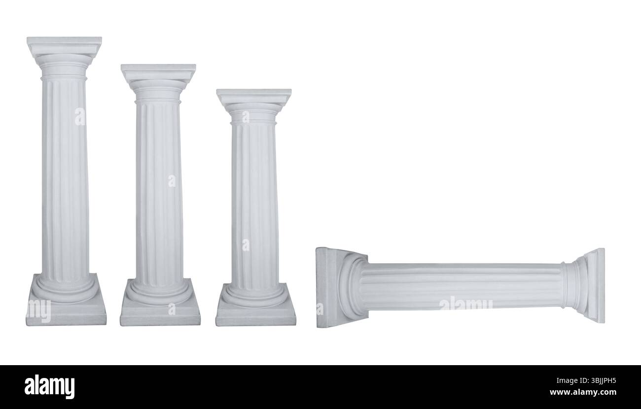Antique white columns. Roman historical stone colonnade or pillars ...