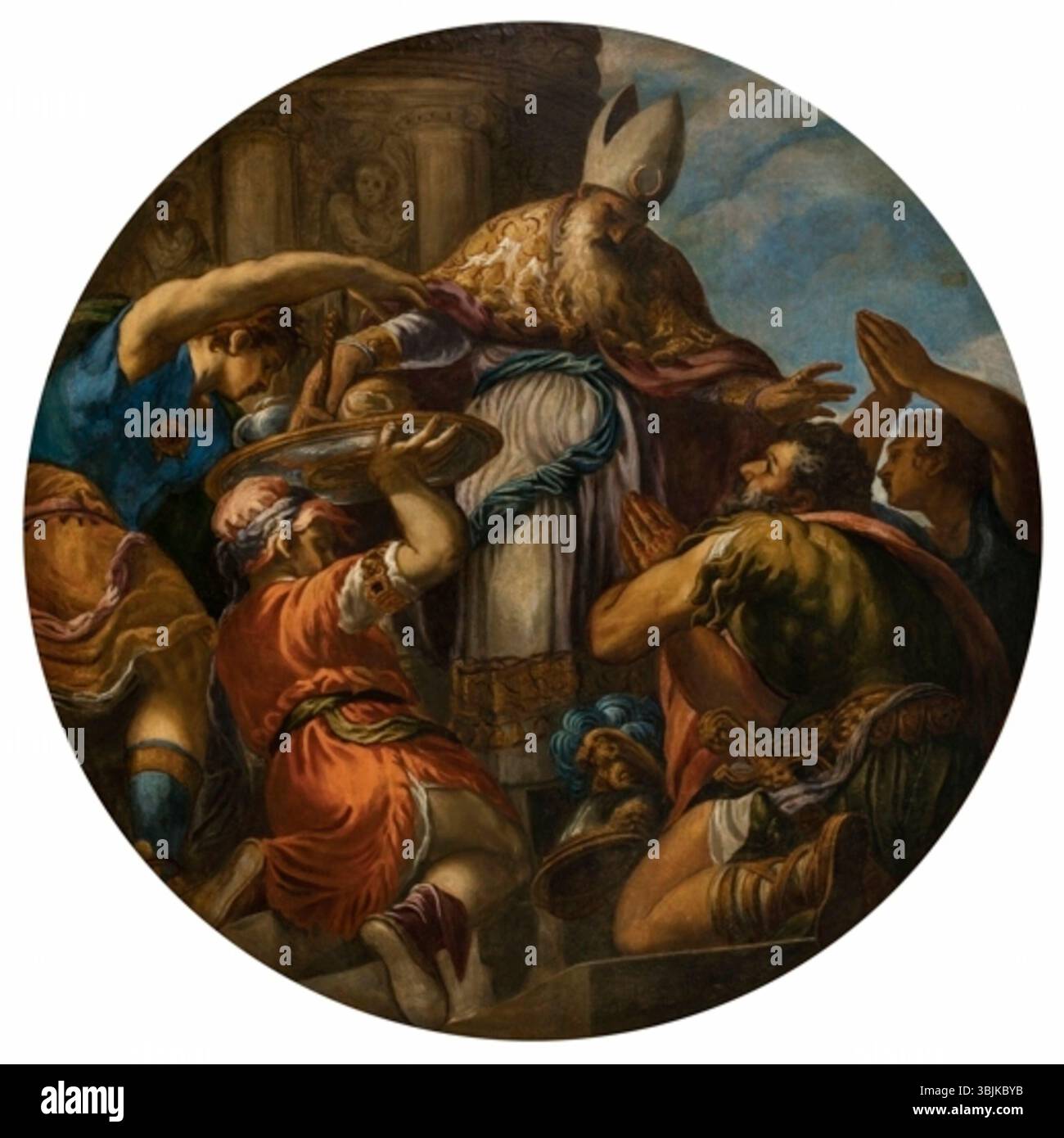 Andrea Schiavone's 'Priesthood' (1556–1557) is an oil on canvas ...