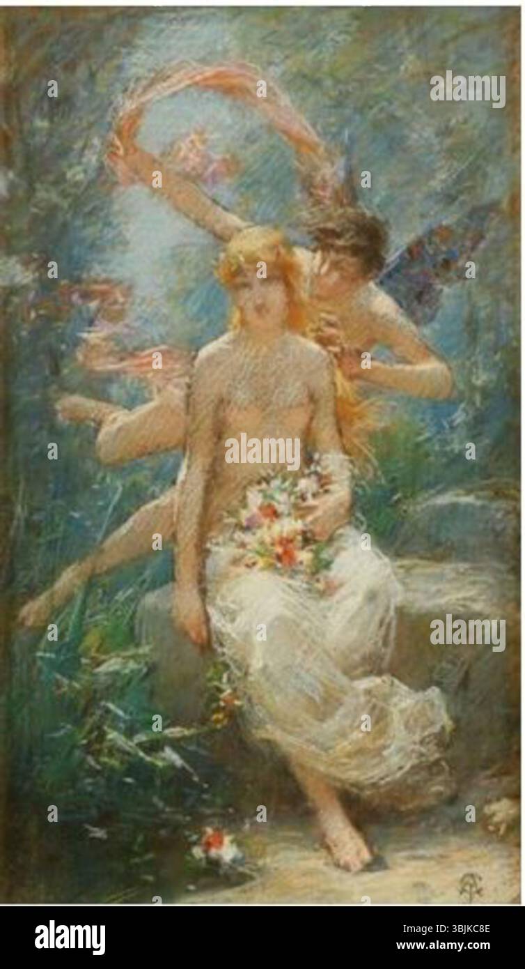 Alexandre-Jacques Chantron (1842–1918) created 'Psyché et Cupidon,' a ...