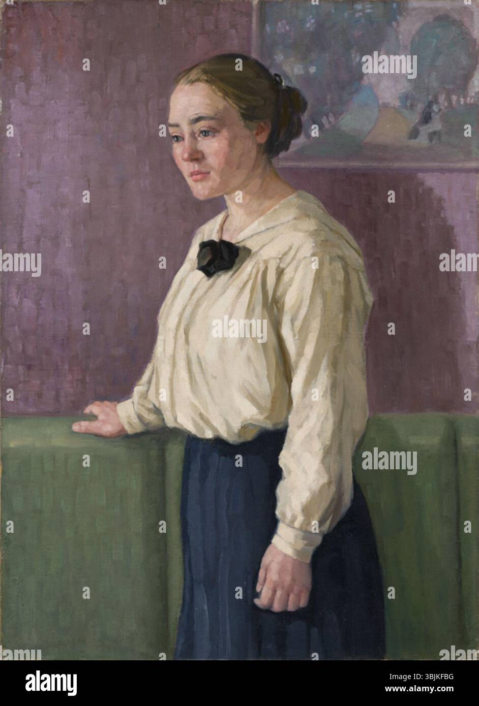 Aleksander Uurits’ 'Naise portree' (Portrait of a Woman) is an oil on canvas work capturing the essence of early 20th-century portraiture. The painting reflects Uurits’ delicate handling of form and light, offering a quiet yet profound exploration of the female subject. Stock Photo