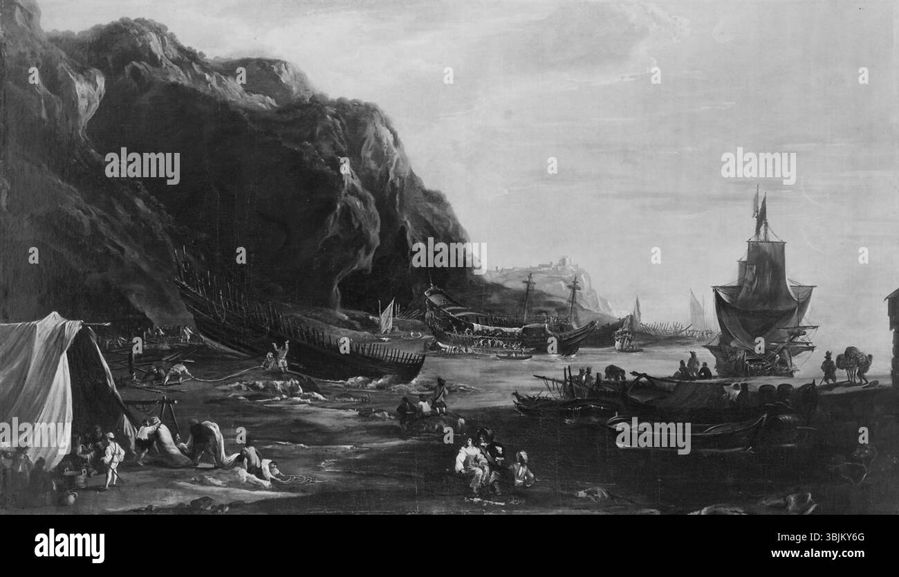 Coastal scene depiction Black and White Stock Photos & Images - Alamy