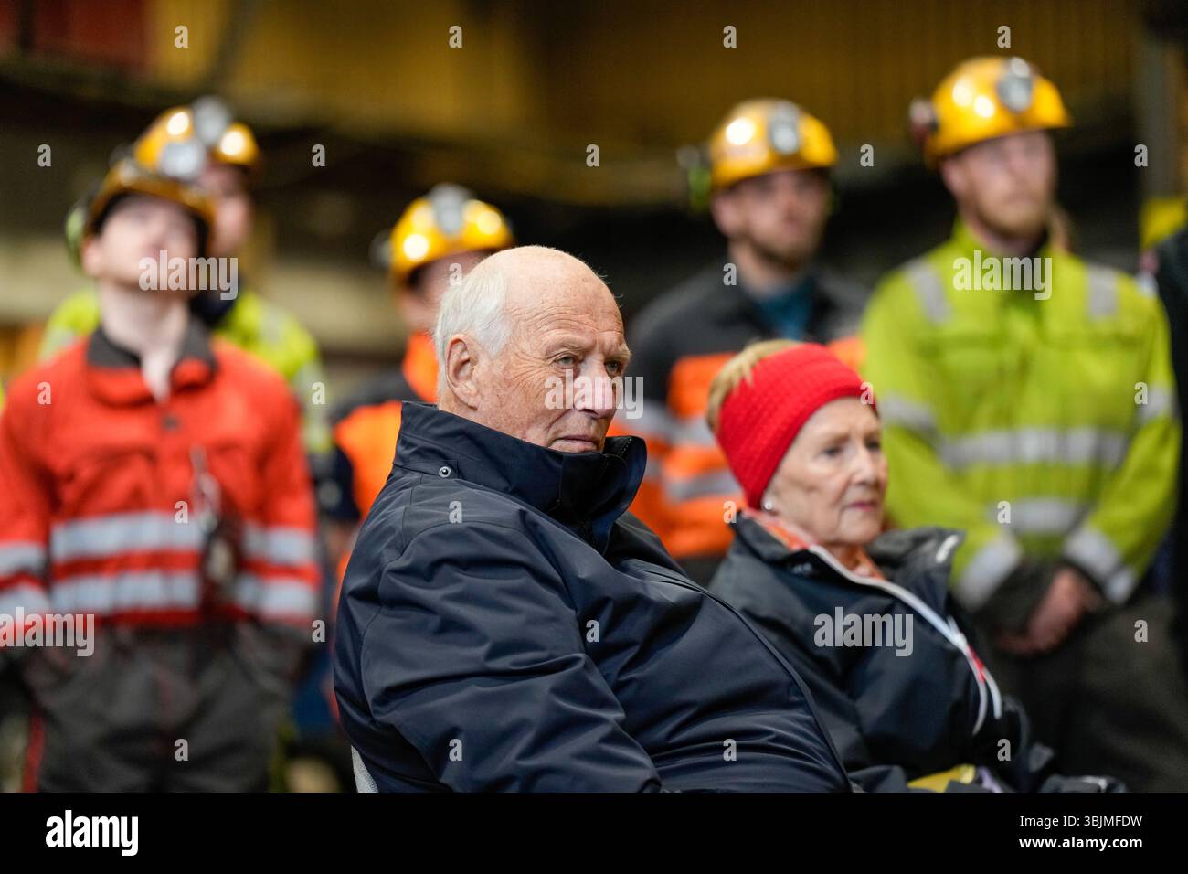 Longyearbyen 20250616. King Harald and Queen Sonja deep down in Mine 7 ...