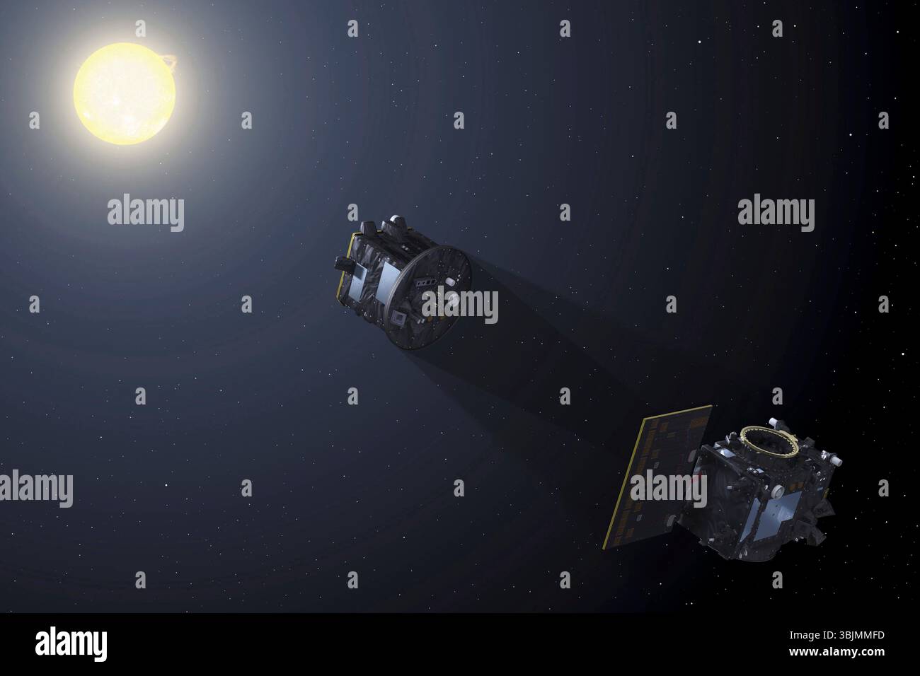 This image provided by the European Space Agency depicts the two ...