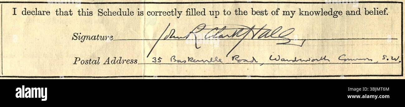 This document records the signature of John Richard Clark Hall from the ...