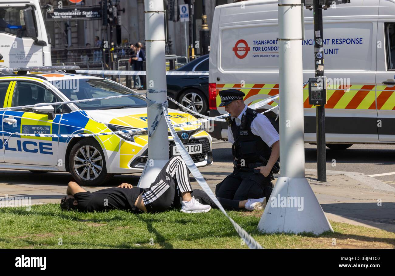 London, UK 16 June 2025 Police speak to the Bus driver. A number 11 ...