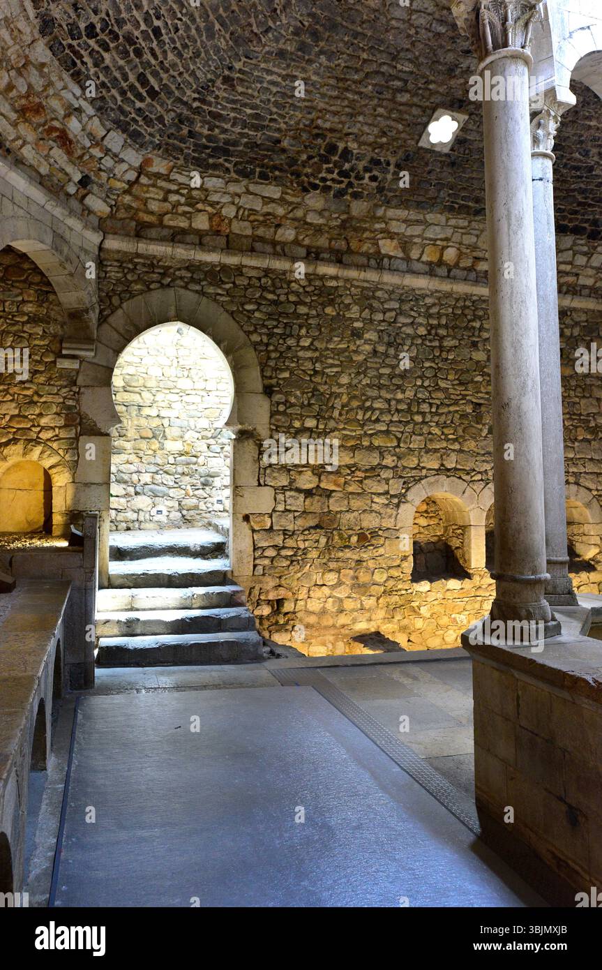 Girona city. Arab or morish baths are really an romanesque building in an Arab style. Gironès, Catalonia, Spain. Stock Photo