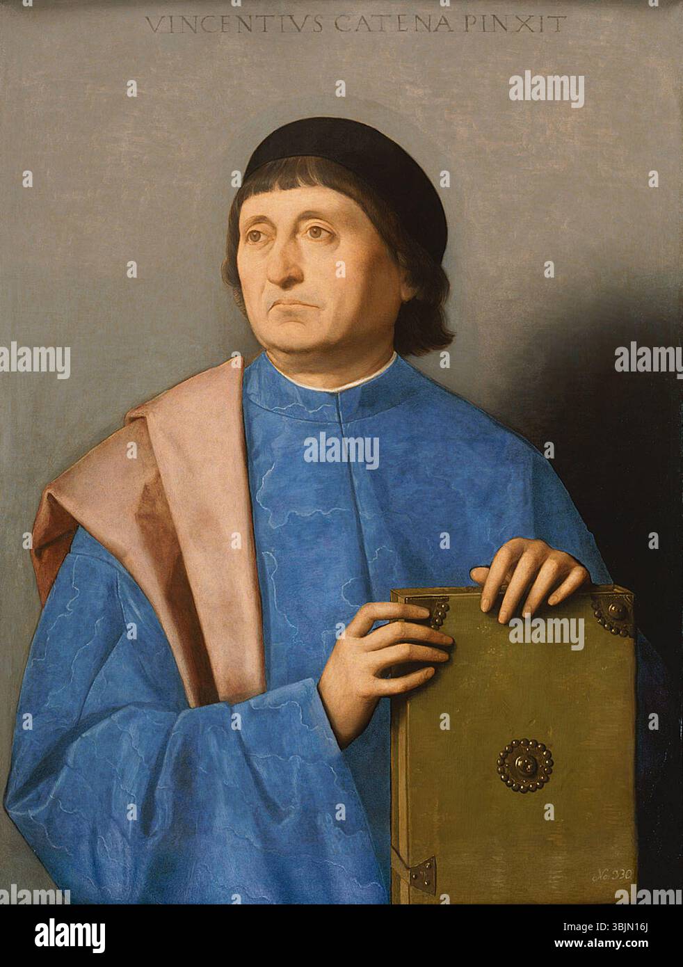Portrait of a man with a book 1520 vincenzo catena hi-res stock