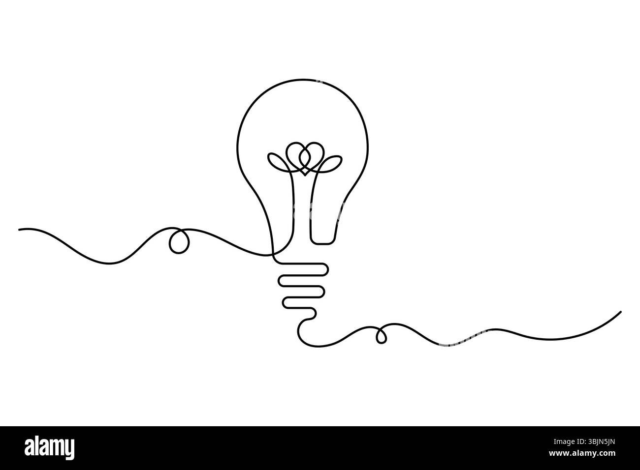 Light Bulb single line drawing of isolated continuous outline idea ...