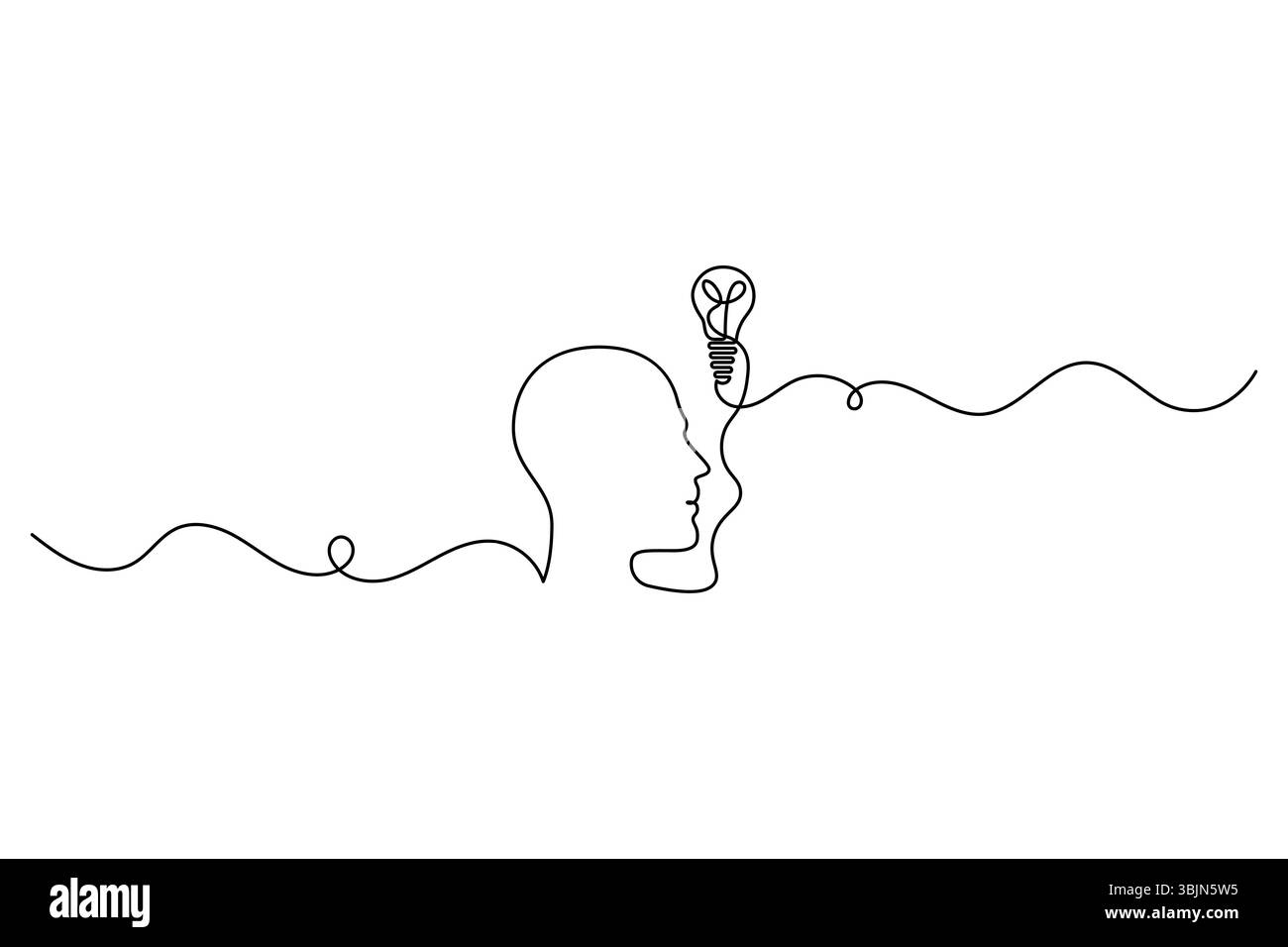Light Bulb single line drawing of isolated continuous outline idea ...