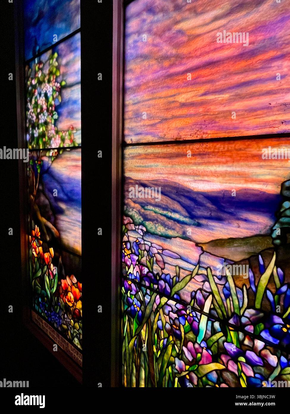 Christies auction house, The Goddard Memorial window from TiffanyStudios, NYC, USA, 2025 - Smartphone Captured Stock Image