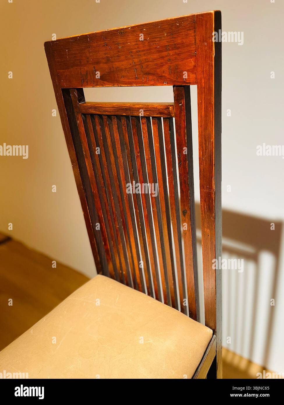 Christies auction house, High Back Wooden Chair, Nyc, USA, 2015 - Smartphone Captured Stock Image
