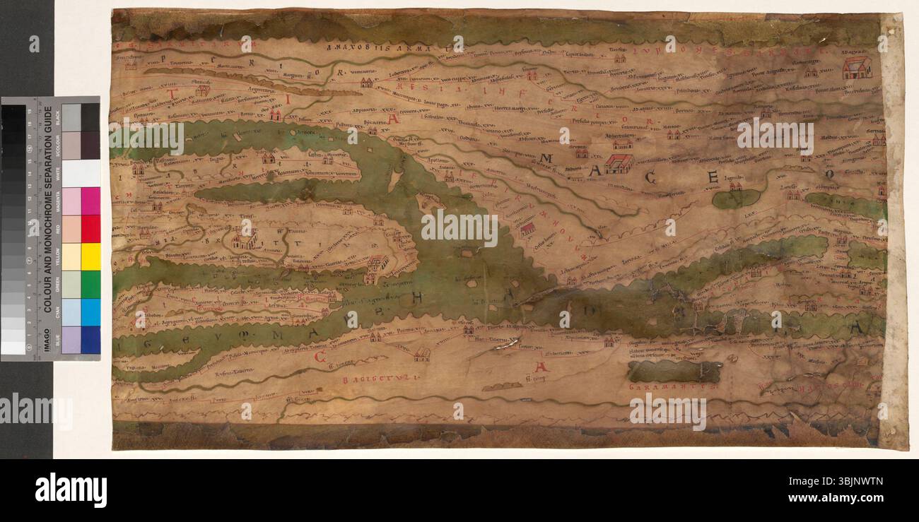 The 12th-century Tabula Peutingeriana, preserved at the Austrian ...
