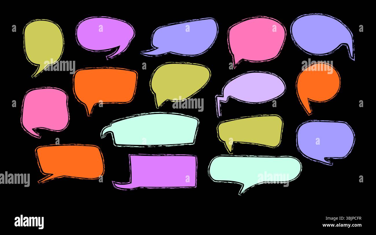 Empty text shapes.Liquid abstract speech bubbles. Hand drawn organic abstract frames. Stock Vector