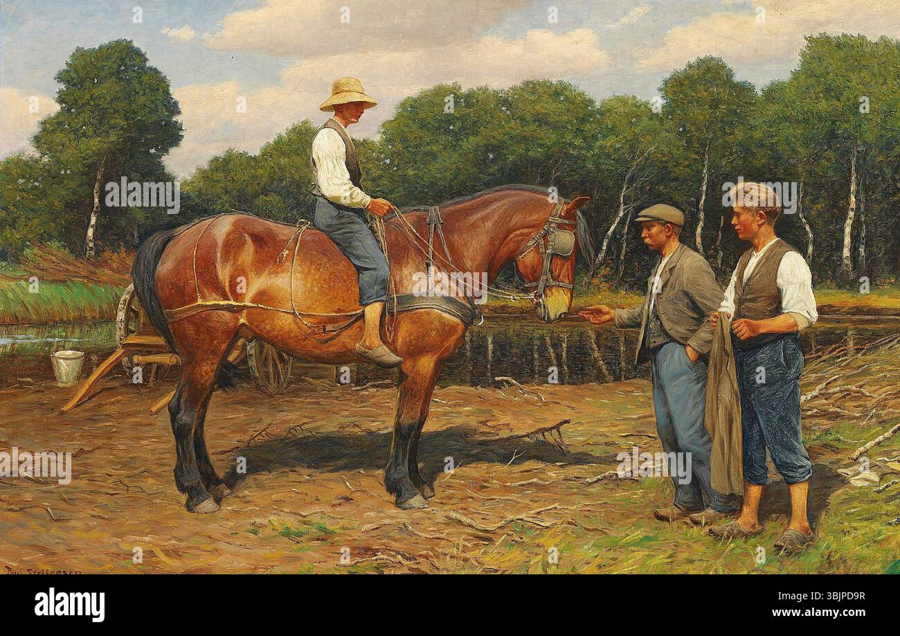 Steffena Rual Poul Steffensen’s 1917 painting 'Two Farmers Watching a Third on ...