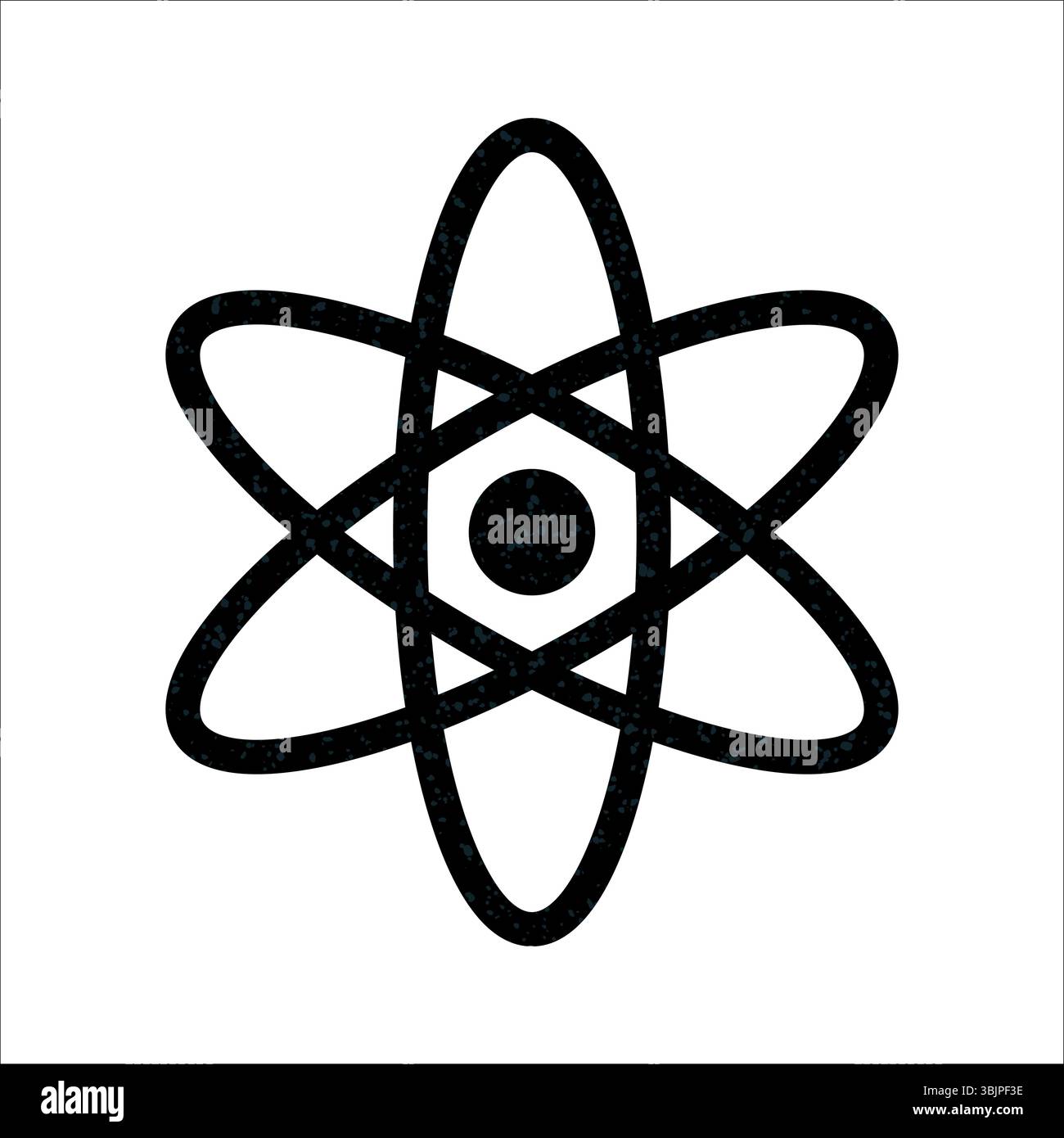 Simple black atom design on a white background Stock Vector