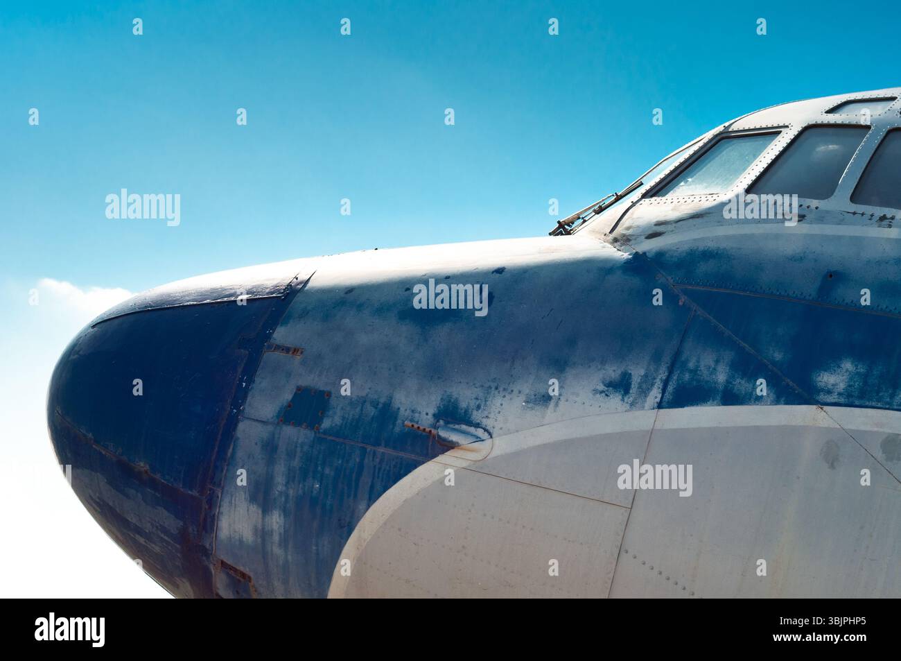 Close up view of a vintage propeller airplane Stock Photo