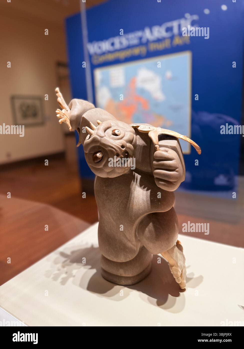 "The Consequences of Disbelief" by Michael Massie (Inuk/Métis), from the "Voices of the Arctic" exhibition, Eiteljorg Museum, Indianapolis - Smartphone Captured Stock Image