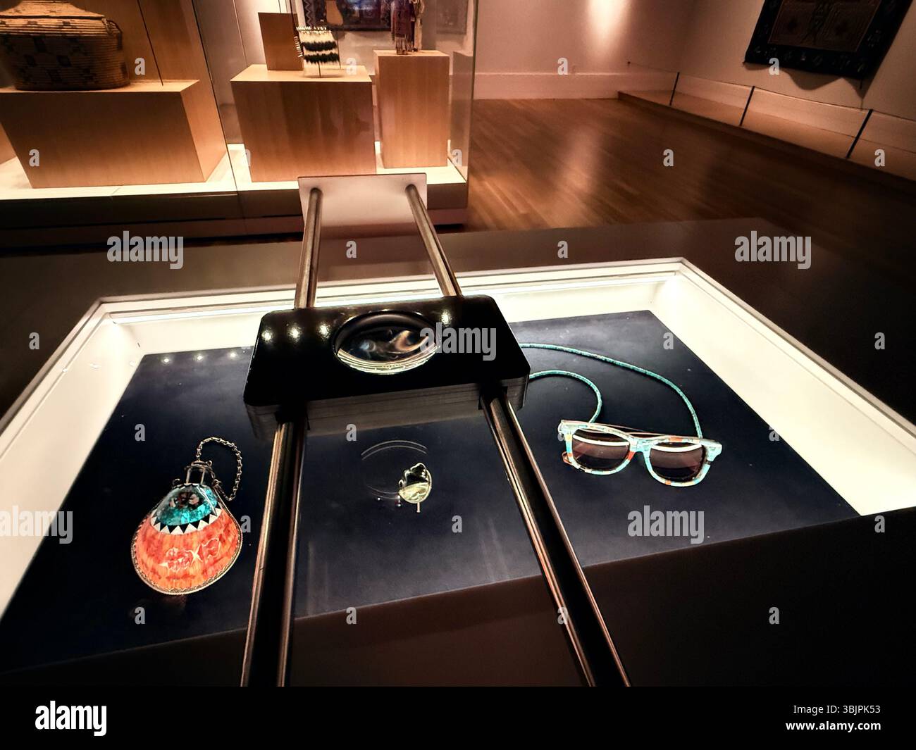 American Indian turquoise art at the Eiteljorg Museum, Indianapolis, Indiana, USA - Smartphone Captured Stock Image