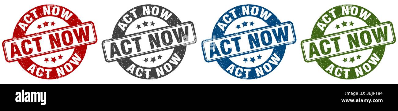 act now stamp. act now  stamp set on white background Stock Vector