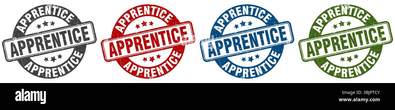 apprentice stamp. apprentice  stamp set on white background Stock Vector