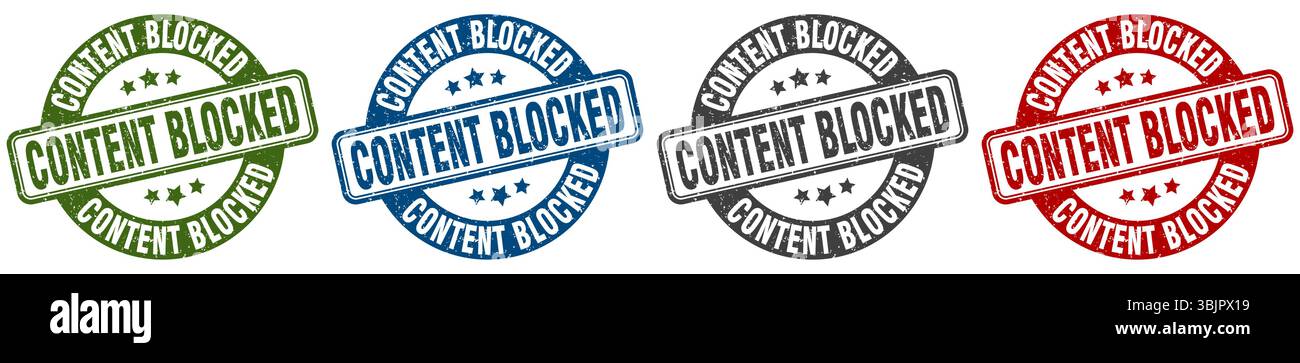 content blocked stamp. content blocked  stamp set on white background Stock Vector