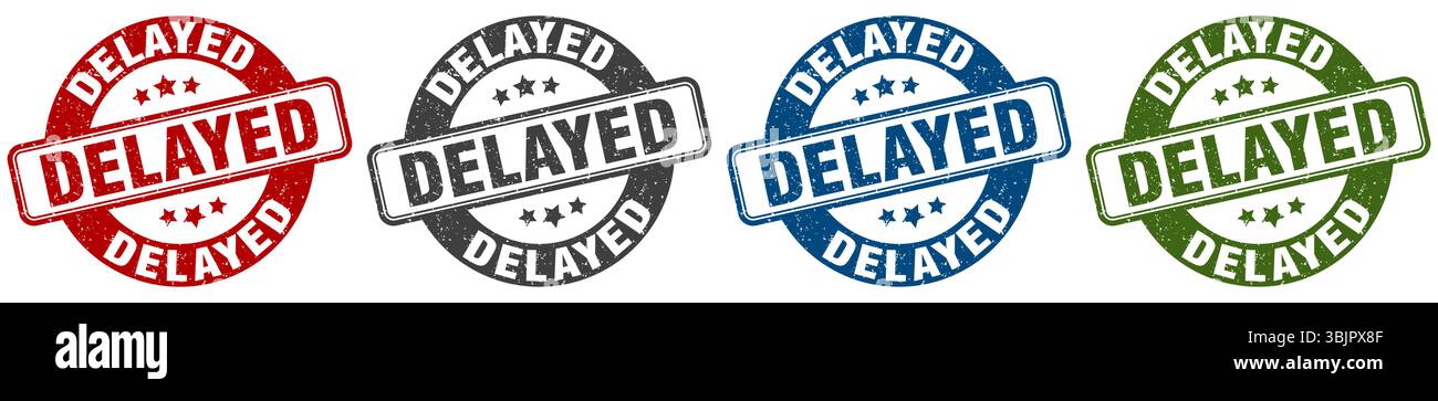 delayed stamp. delayed  stamp set on white background Stock Vector