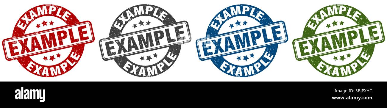 example stamp. example  stamp set on white background Stock Vector