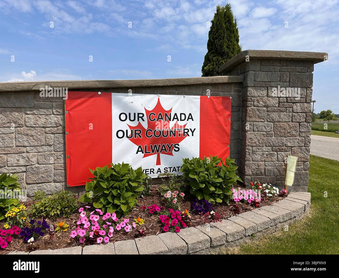 A sign objecting to annexation is displayed along the Saint Lawrence ...