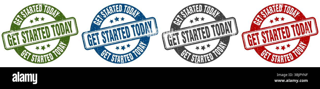get started today stamp. get started today  stamp set on white background Stock Vector