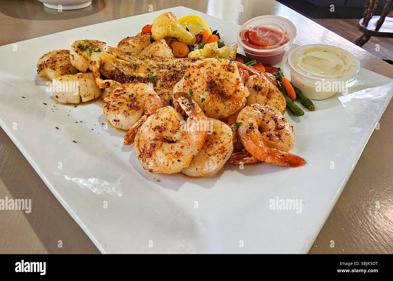 Seafood platter in a pub restaurant - Smartphone Captured Stock Image