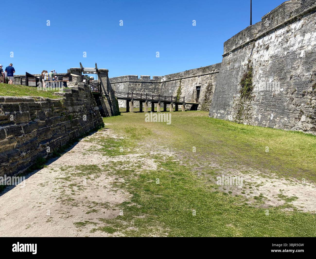 Castillo de San Marcos is the oldest masonry fort in the USA. A dry moat with a sallyport reached by a drawbridge from the ravelin. - Smartphone Captured Stock Image