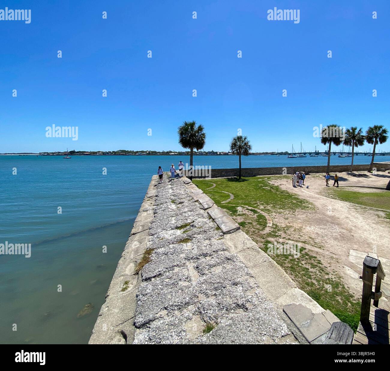 Castillo de San Marcos is the oldest masonry fort in the USA. Former gun placements can be seen inside the sea wall battlement. - Smartphone Captured Stock Image