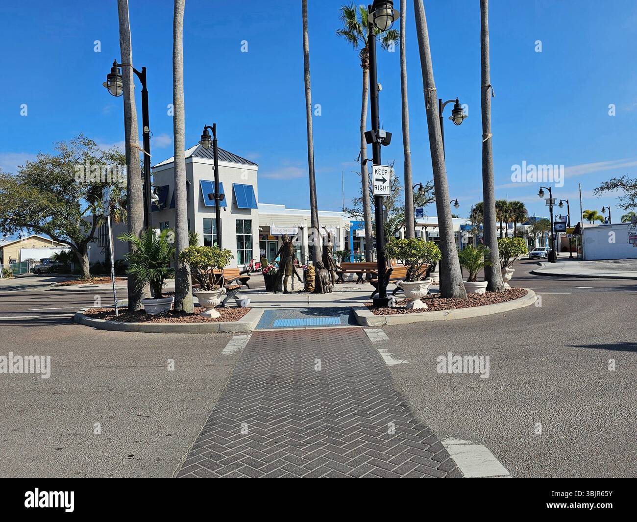 Traffic circle in Tarpon Springs, Florida - Smartphone Captured Stock Image