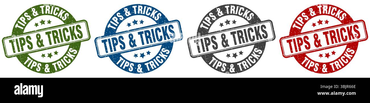 tips & tricks stamp. tips & tricks  stamp set on white background Stock Vector