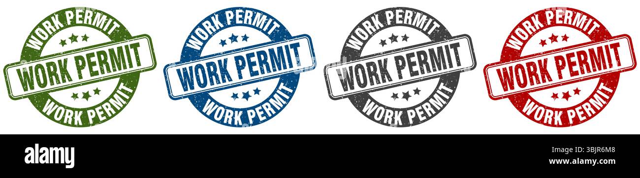 work permit stamp. work permit  stamp set on white background Stock Vector