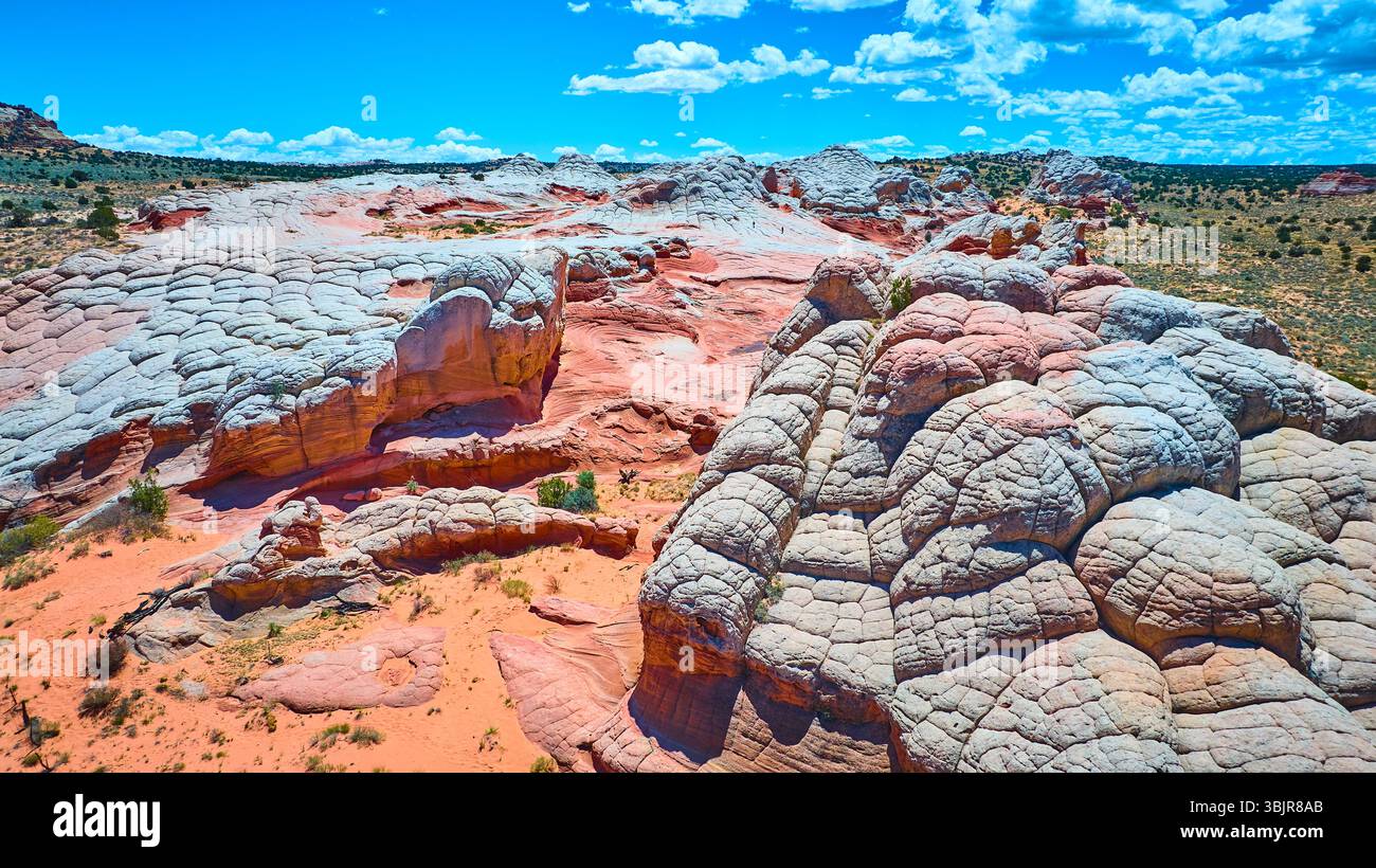 Aerial Rocks Aerial Fly Over Brain Rock Formations and Swirling Sandstone White ...