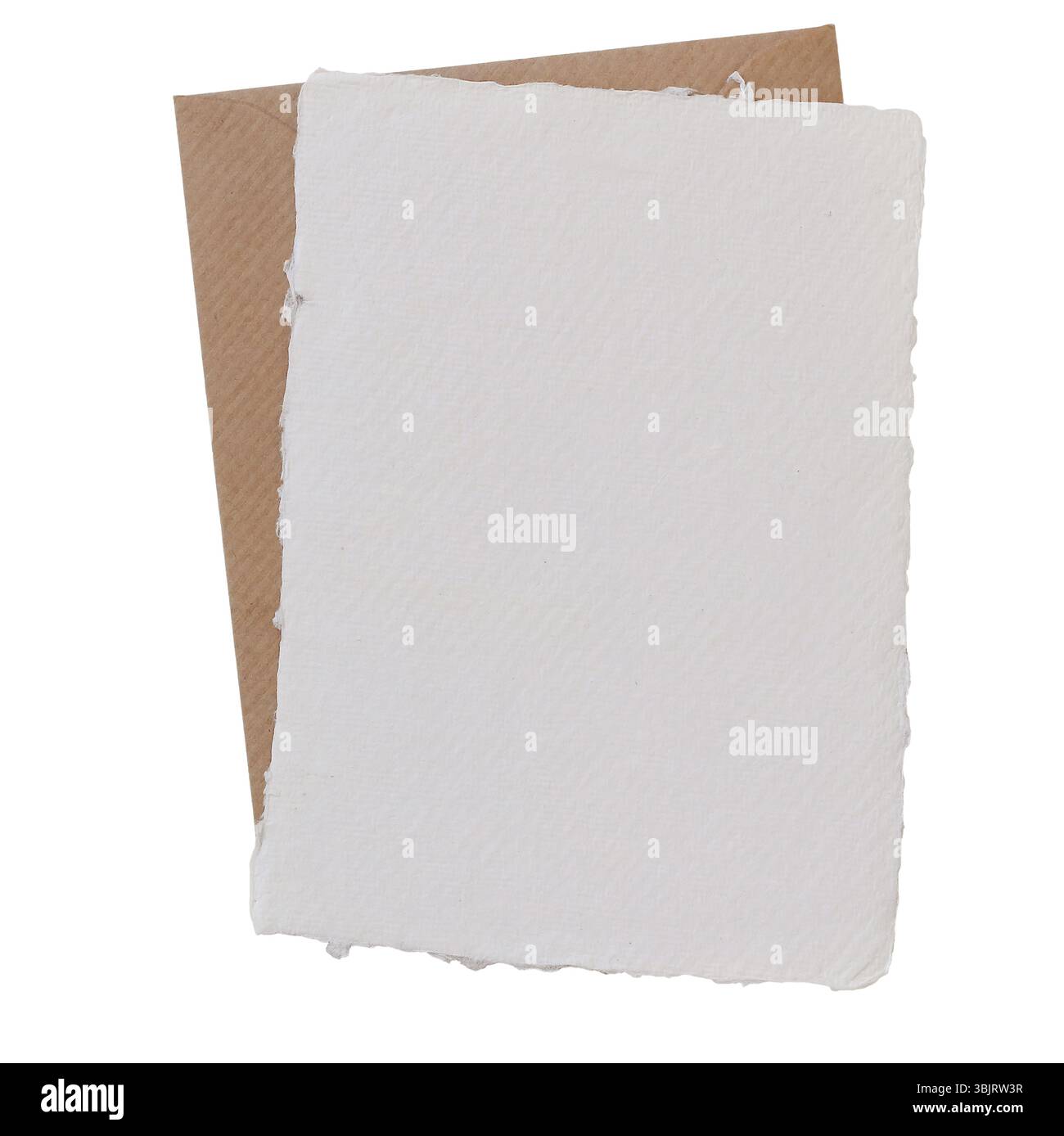 Blank handmade paper greeting card, invitation mockup with rough edges ...