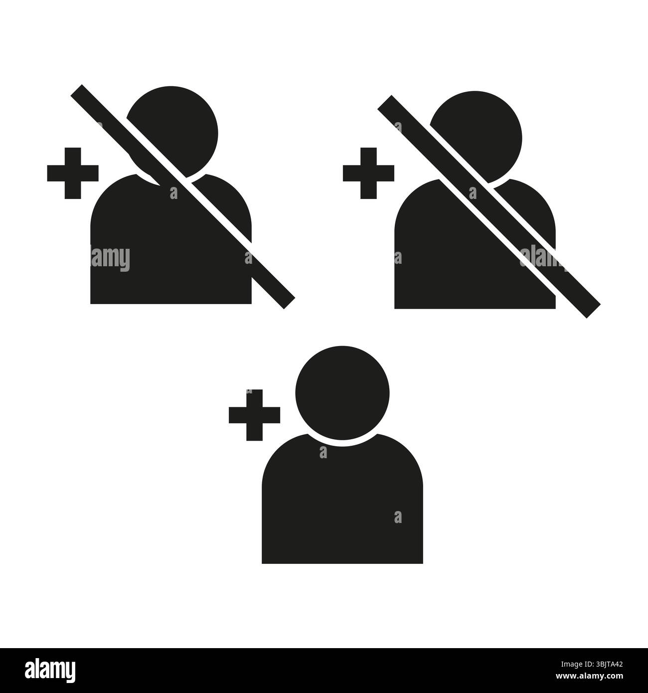 User add icon. Person remove symbol. Black silhouette figure. Vector ...