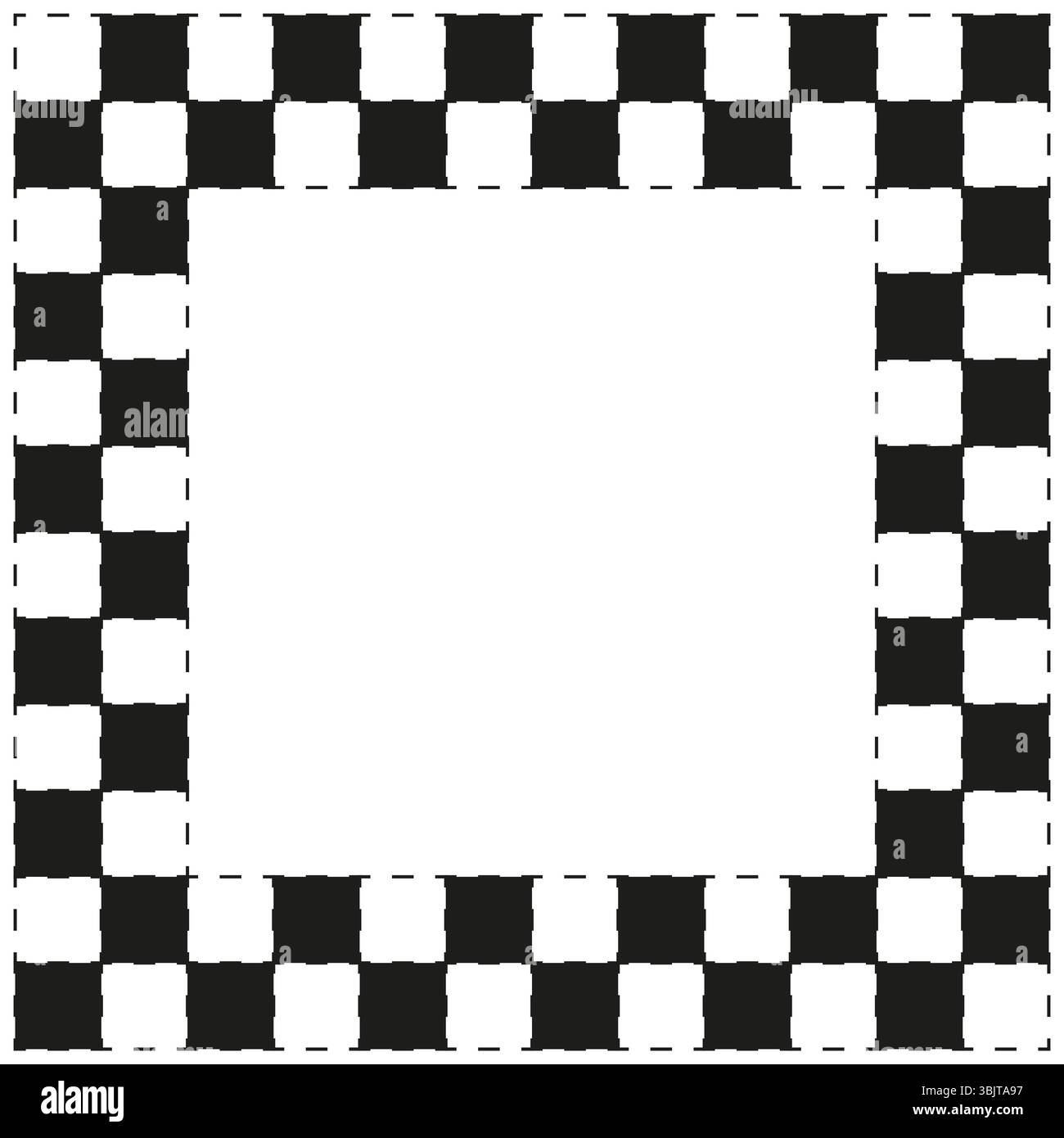 Checkered frame border. Black white squares. Chess pattern contour. Vector decorative shape. Stock Vector