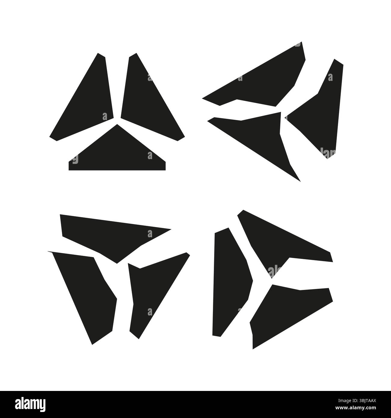 Triangular shape icon. Black abstract figure. Broken piece design. Vector bold geometry. Stock Vector