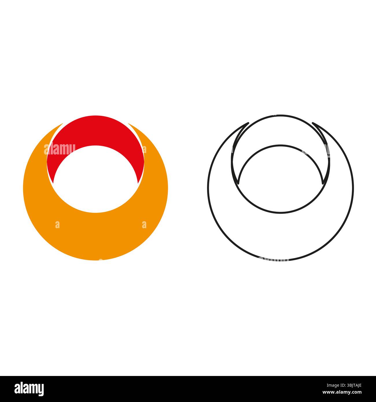 Color ring icon. Orange red circle. Abstract shape vector. Dual outline ...