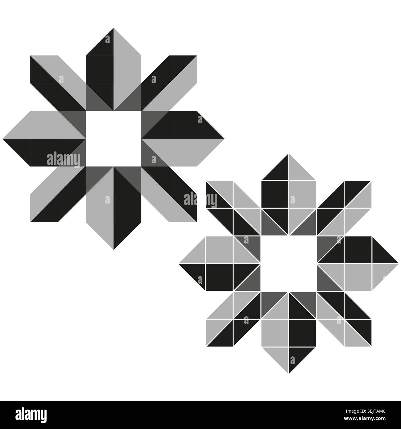 Star burst elements. Abstract Vector shapes. Geometric line pattern. Monochrome decorative graphic. Stock Vector