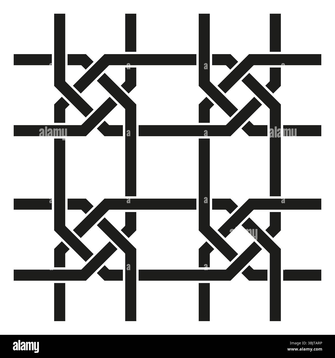 Celtic knot pattern. Black line design. Interwoven square structure. Vector abstract form. Stock Vector