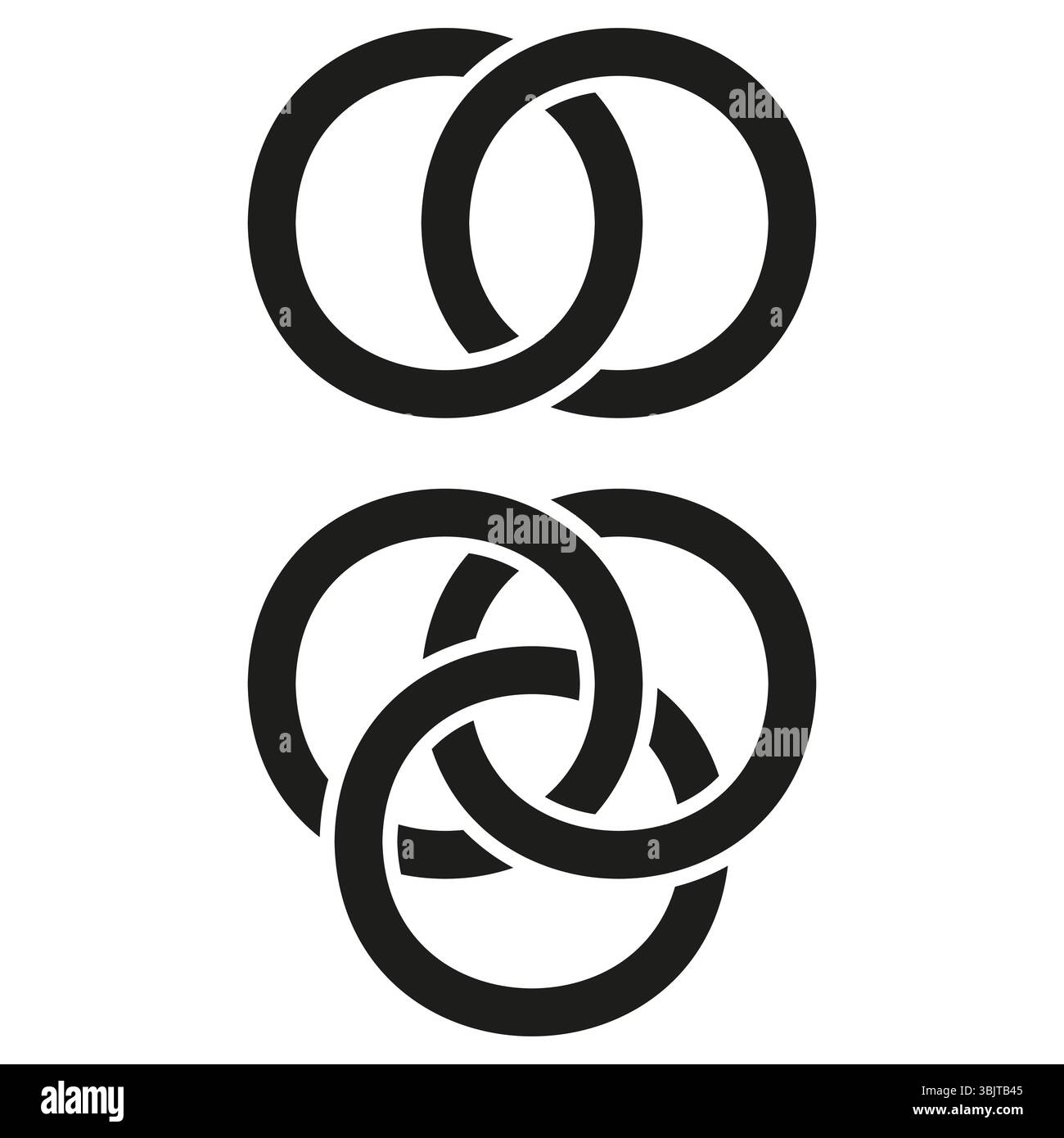 Loop circle icon. Overlap ring figure. Bold abstract symbol. Vector rounded shape. Stock Vector