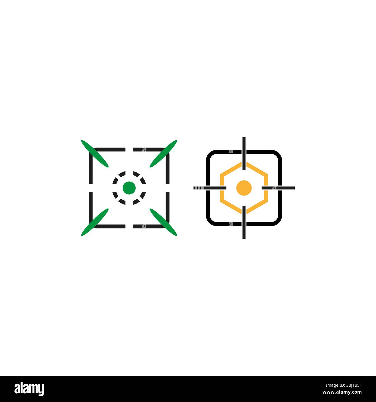 Target icon. Precision aim symbol. Vector focus mark. Green hexagon ...
