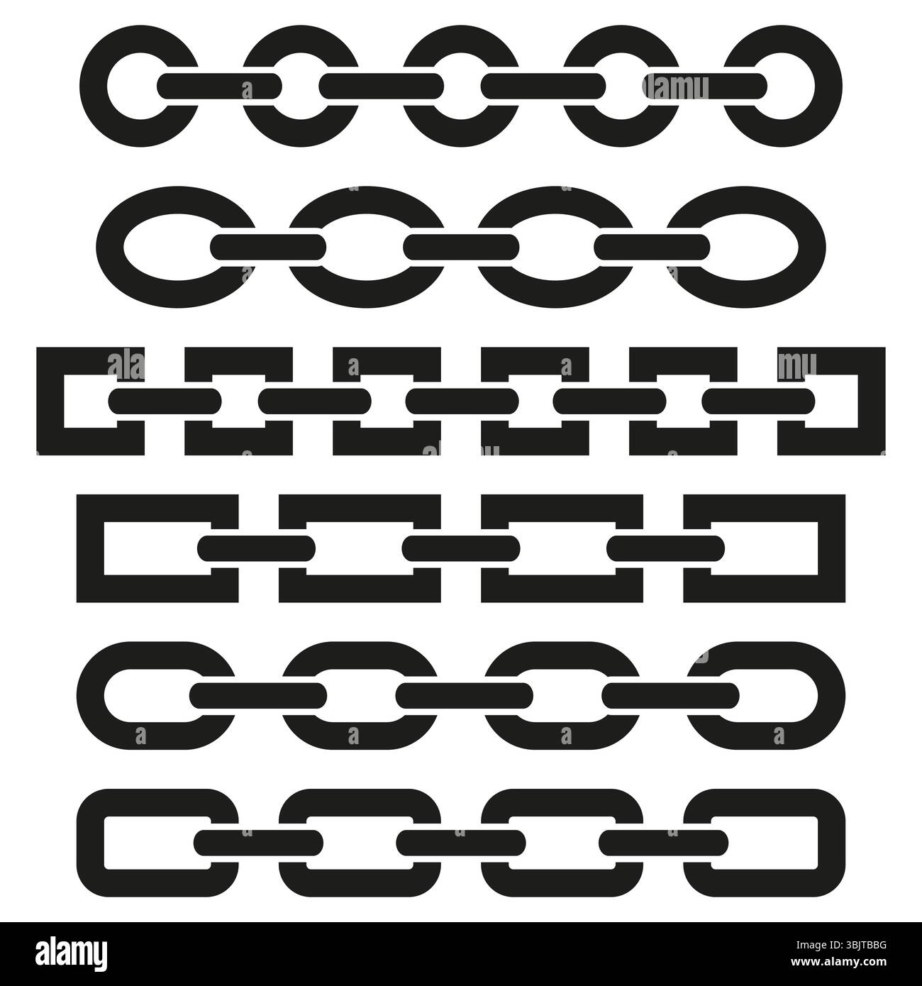 Chain pattern vector. Linked metal shapes. Horizontal connection symbol ...